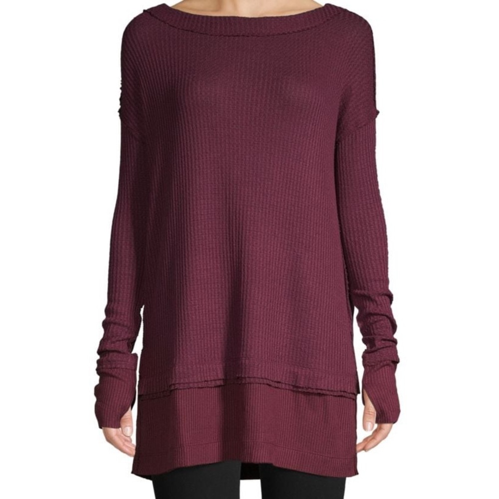 Free people north shore thermal tunic wine